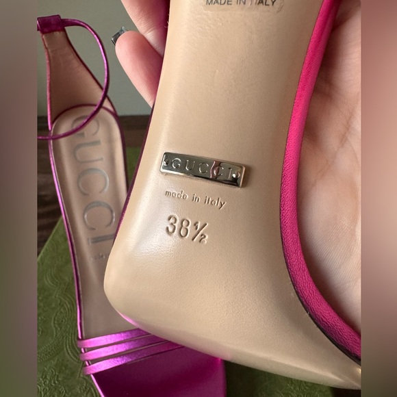 Gucci Metallic Pink Ankle Strap Sandals - Picture 7 of 8